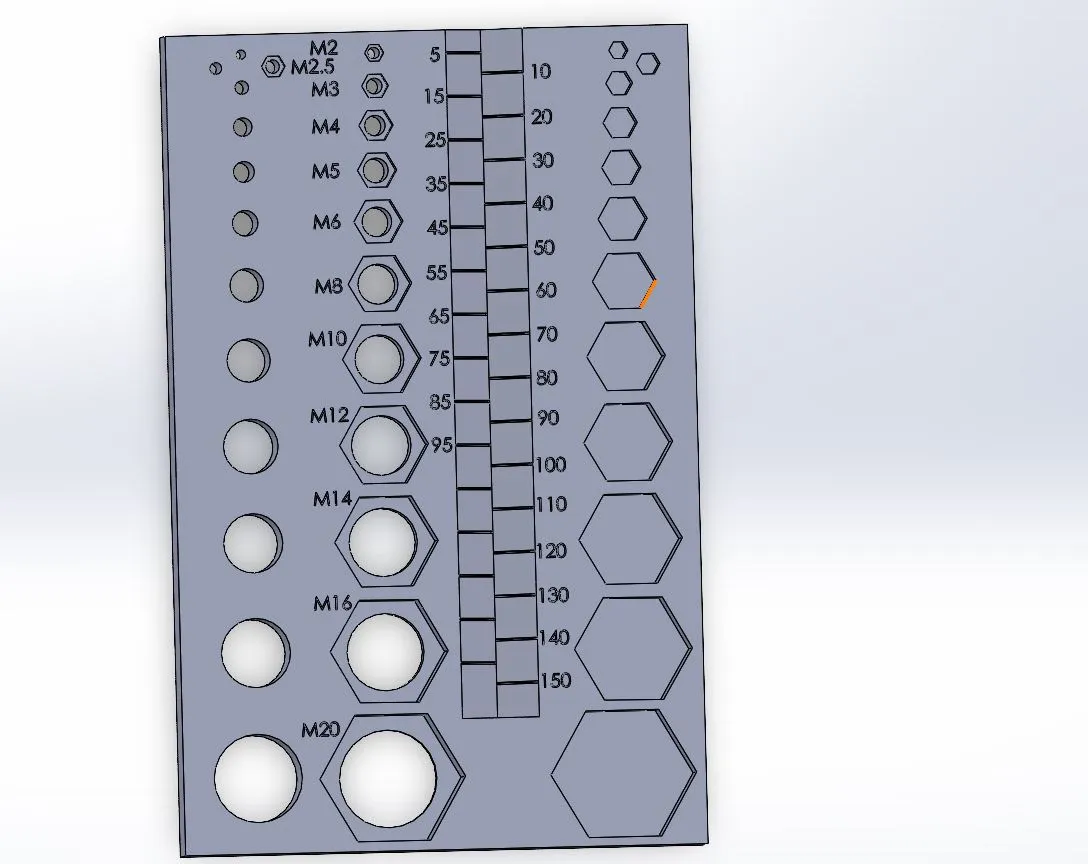 The bolt-measuring tool — final revision, metric sizes M2 through M20