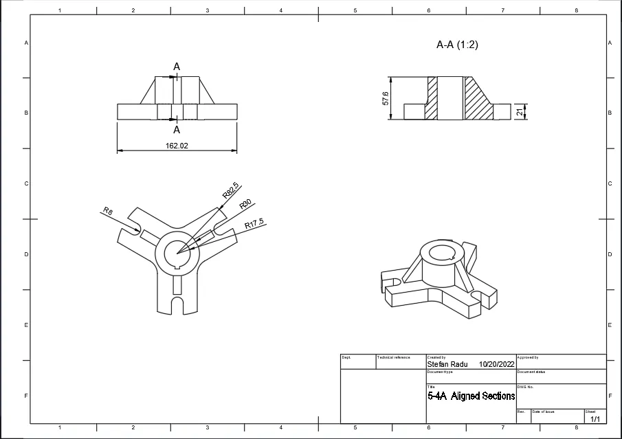 Aligned sections exercise — section views done properly